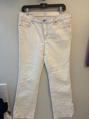 Time and Tru creamy White Boot Cut Women’s Jeans 14 brown stitching